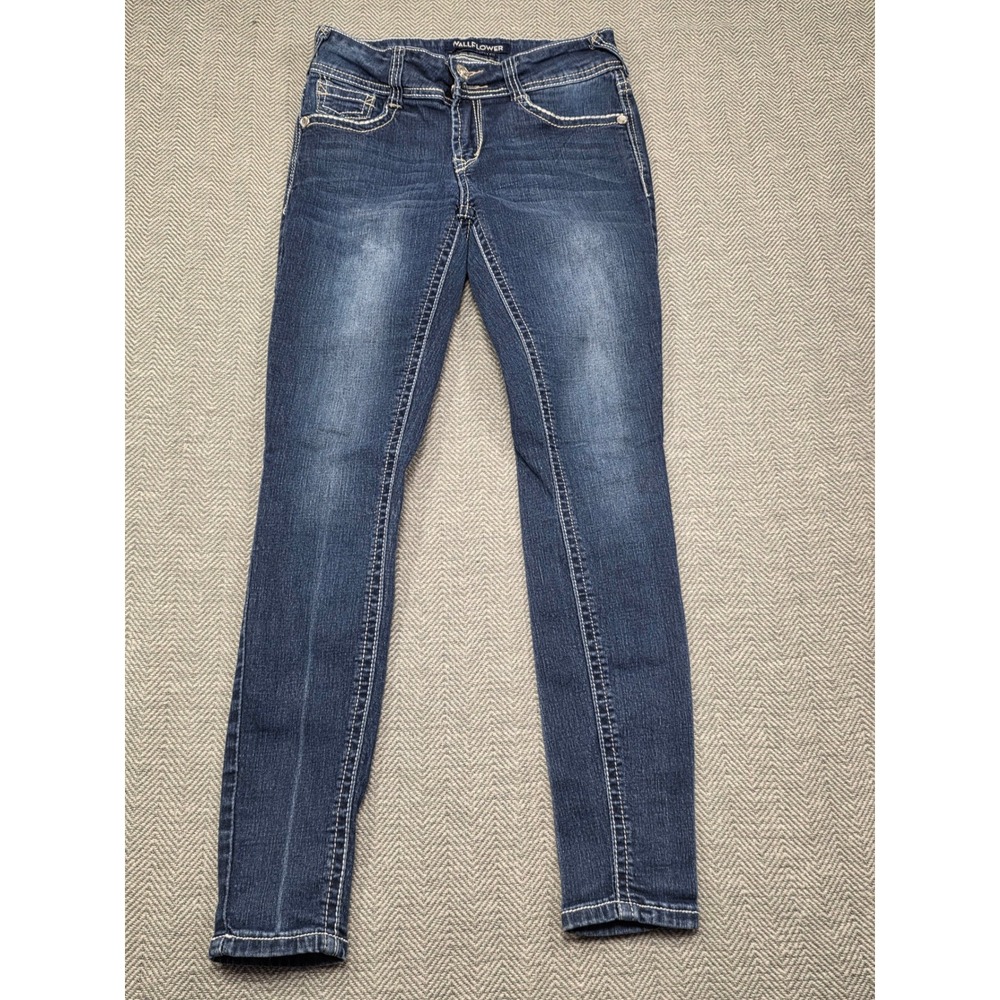 WallFlower Luscious Curvy Fit Skinny Jeans Dark Wash Rhinestone Size 1 WFM10705S